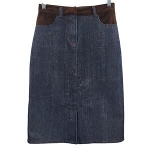 A/X Armani Exchange Black Denim & Brown Faux Suede Jean Skirt Women’s Size 0